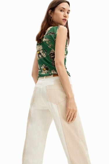 Two-tone cropped trousers | Desigual
