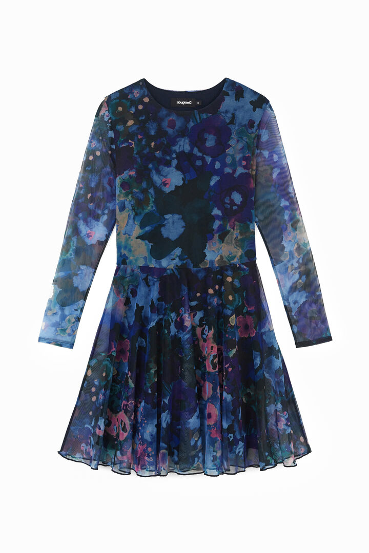 Korte wijd uitlopende jurk met print | Desigual