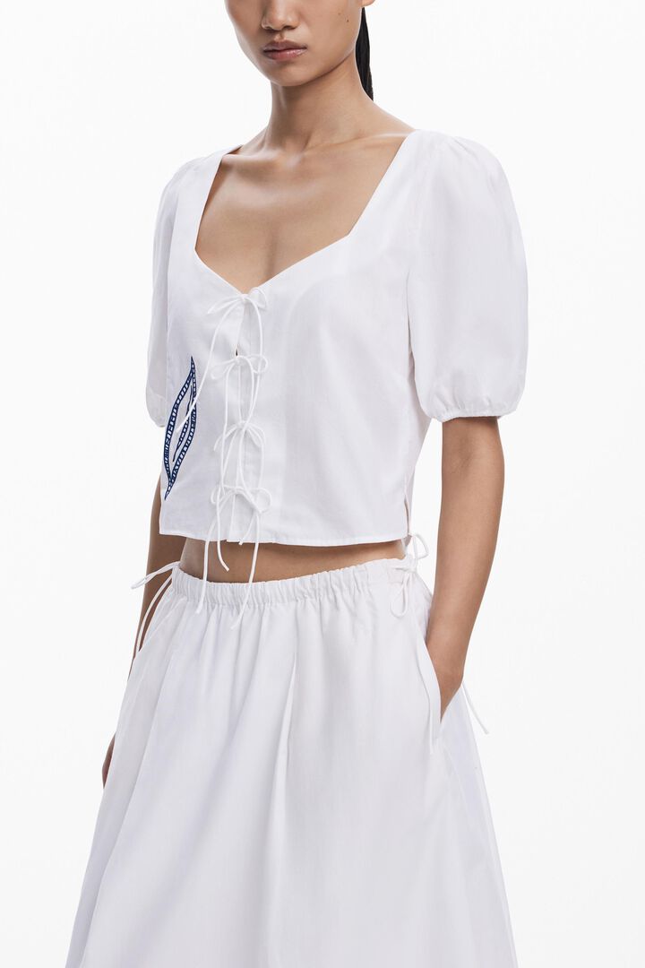 Embroidered midi skirt