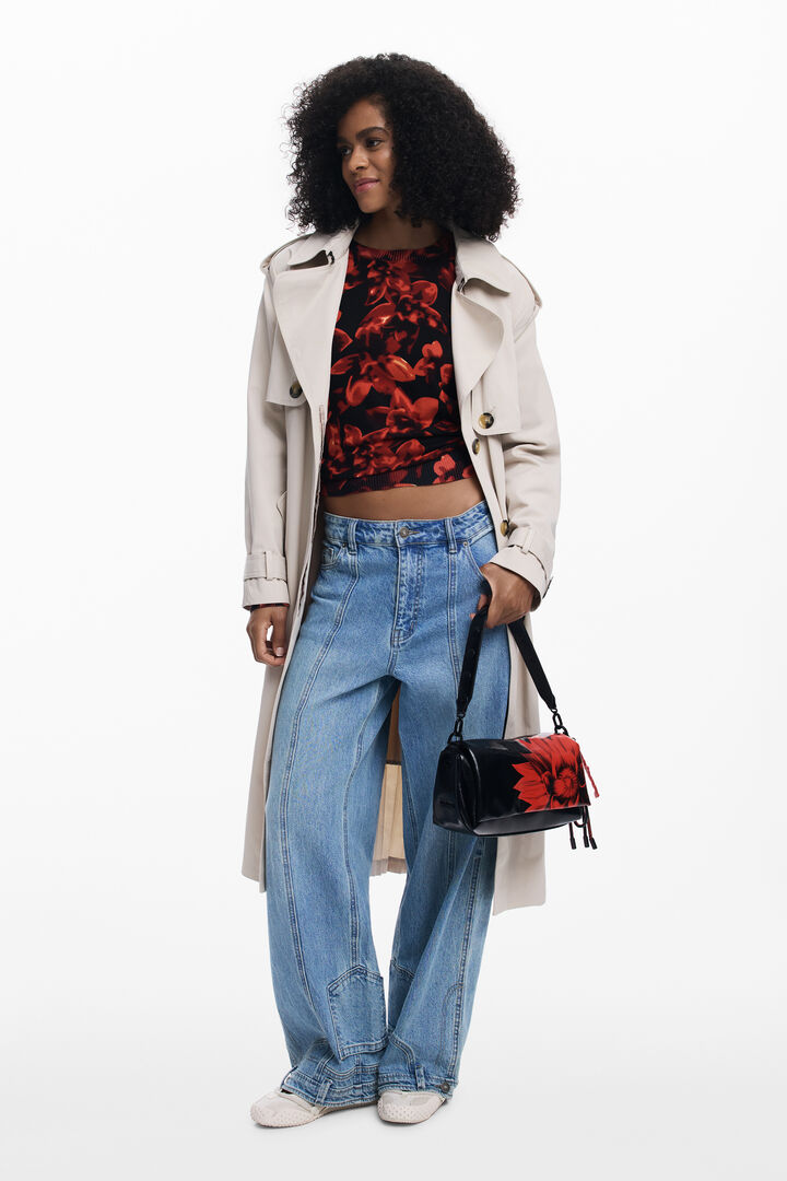Bolso solapa flor brillante mediano | Desigual