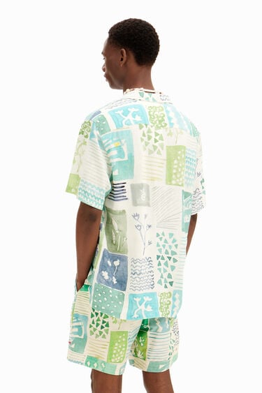 Short-sleeved shirt with watercolor print. | Desigual