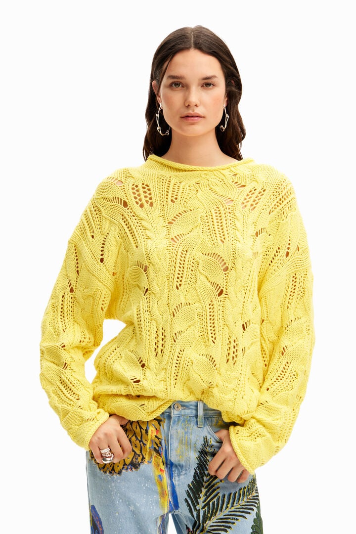 Sweter oversize w ażurowy wzór