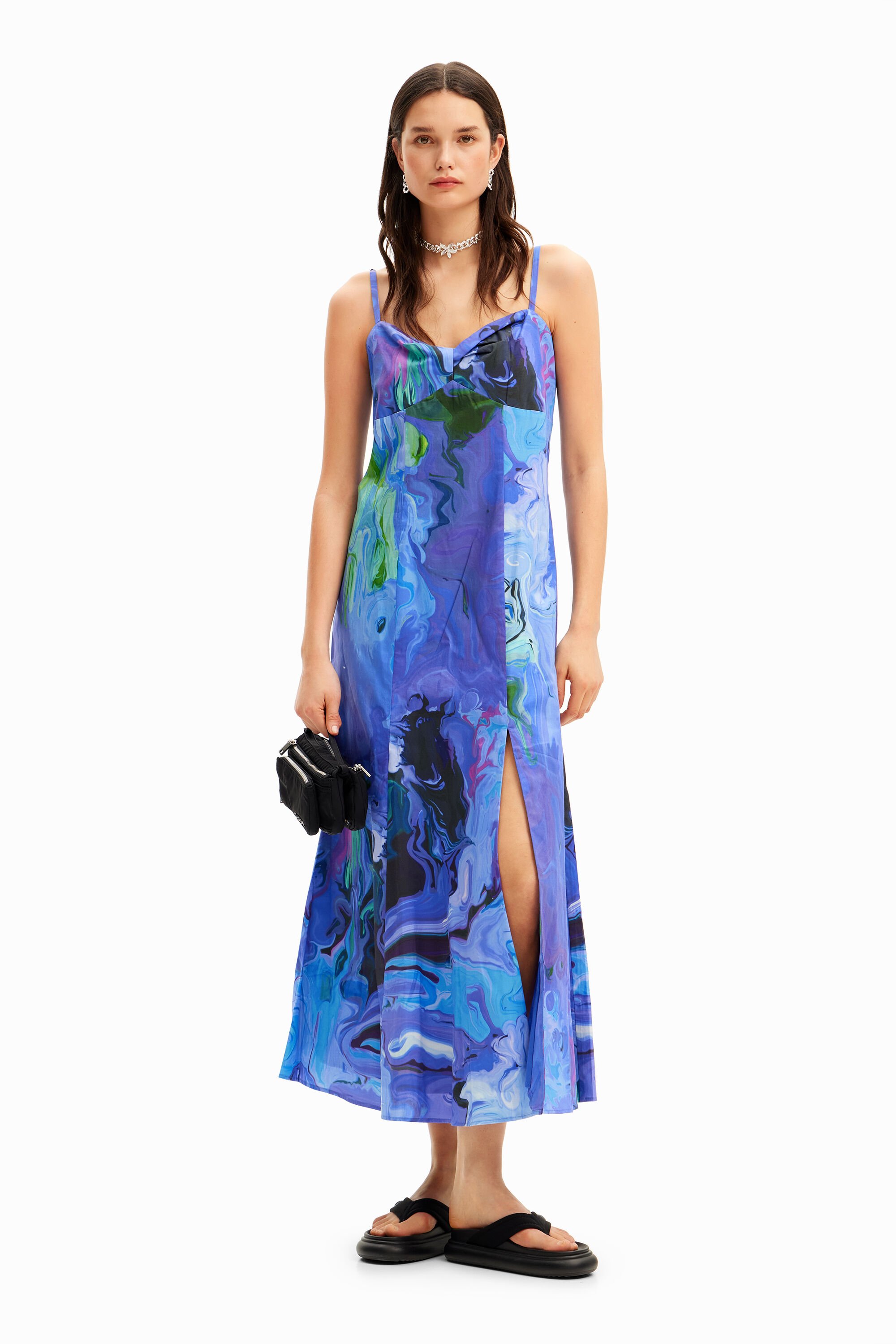 M. Christian Lacroix marbled midi dress - BLUE - XL