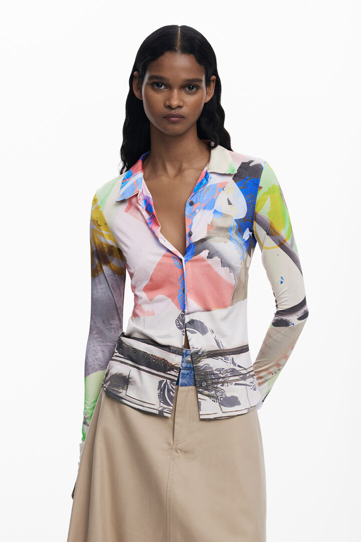 Camiseta abotonada collage | Desigual