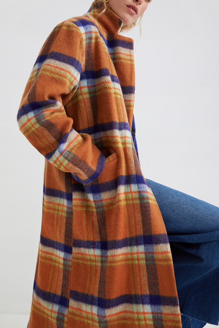 Long loose coat tartan | Desigual