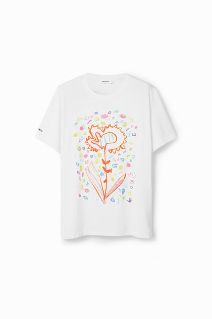Entspanntes T-Shirt künstlerische Blume