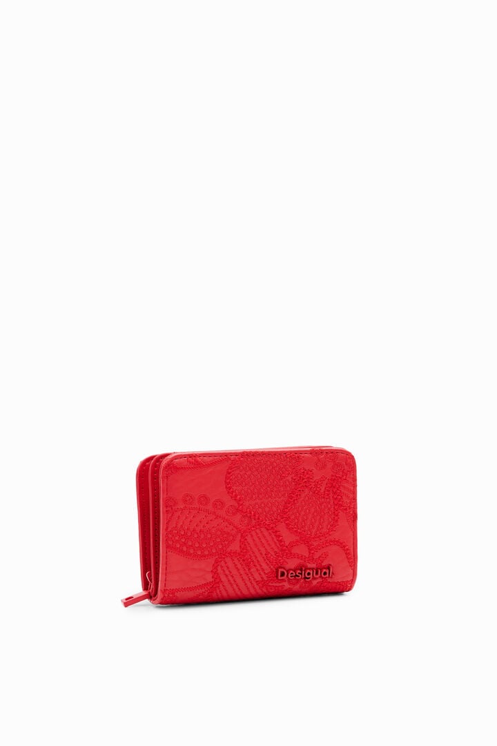 S embroidered floral wallet