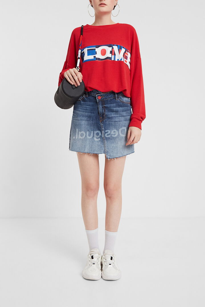Asymmetric denim mini-skirt | Desigual