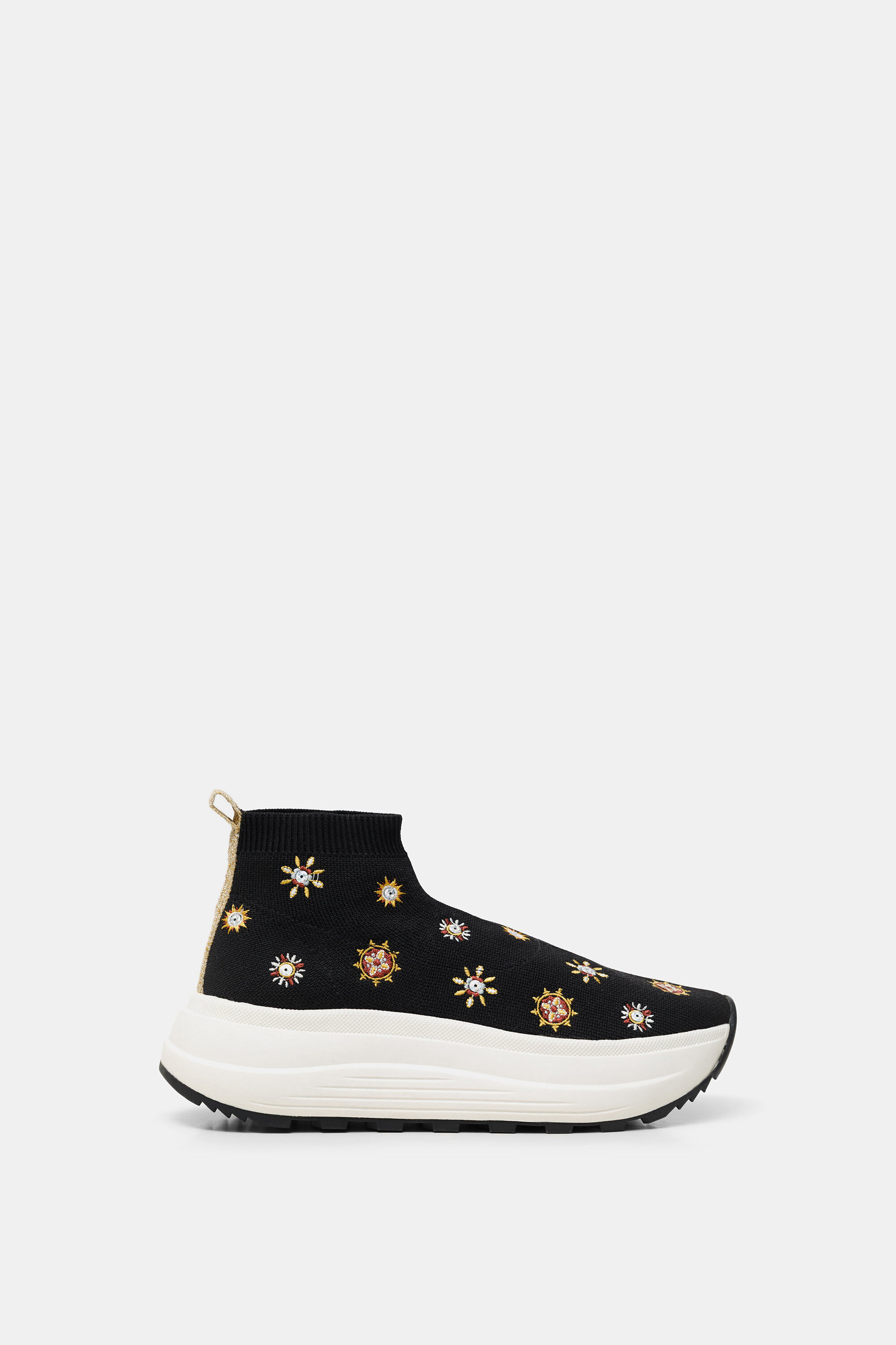Sock sneakers embroidered wedge 