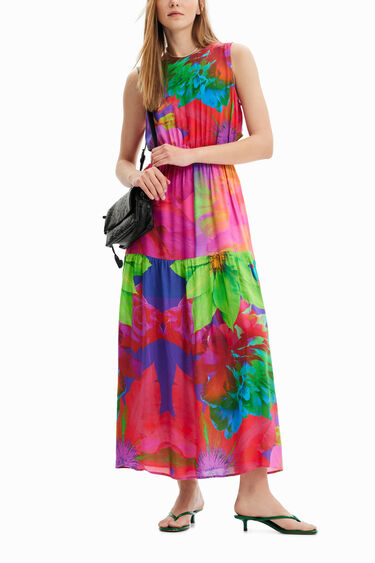 Vestit llarg cut-out flors | Desigual