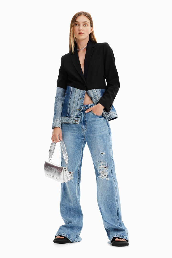 Slim hybrid bimaterial blazer | Desigual