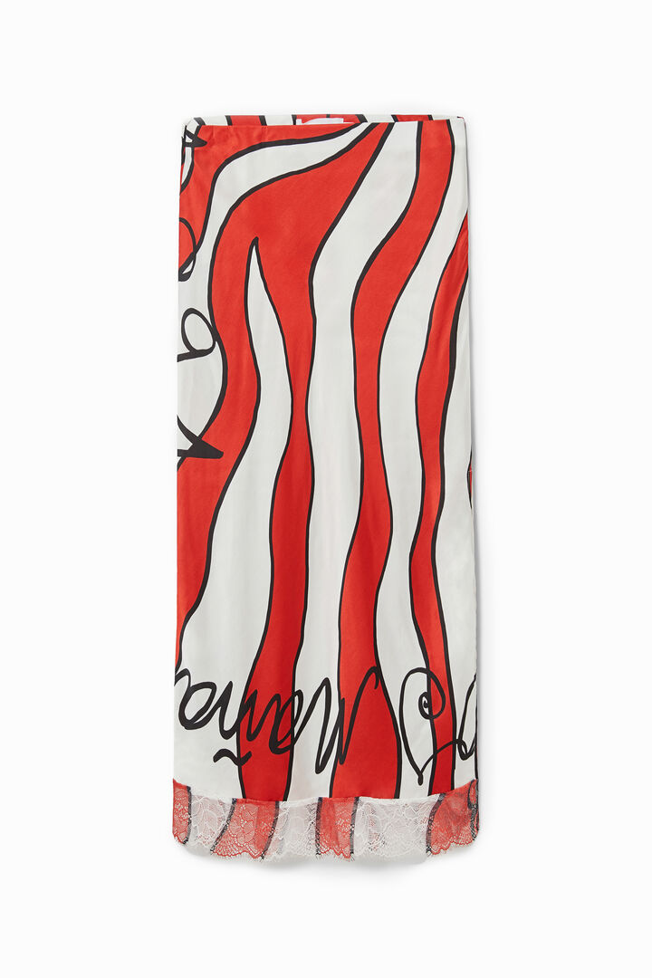 Lingerie pencil skirt with red waves | Desigual