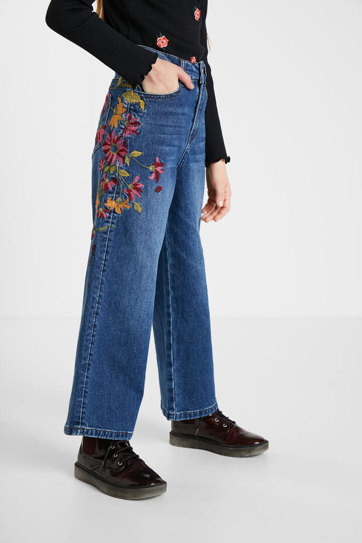 Pantalón vaquero Wide leg bordado | Desigual