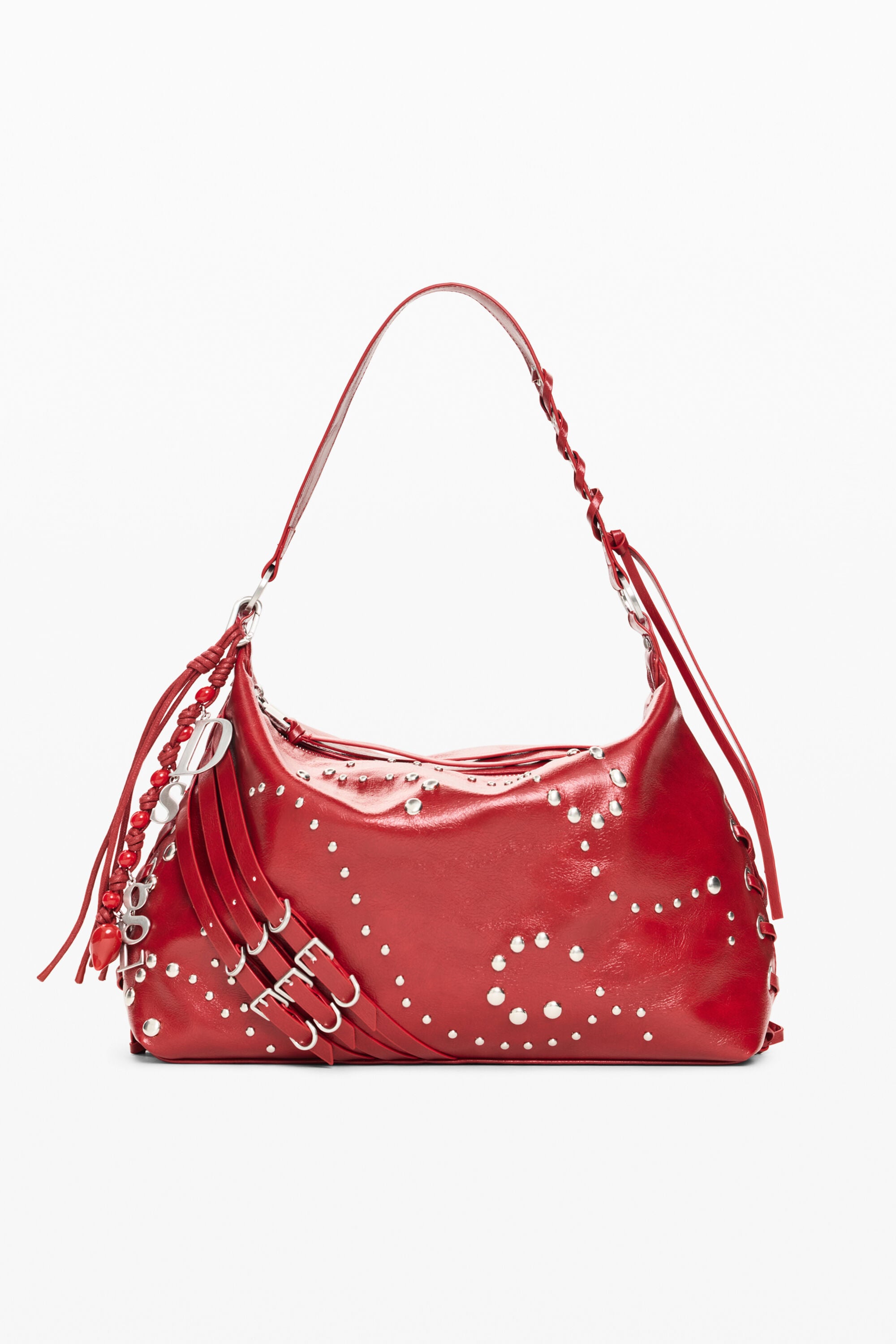 Middelgrote tas met leerlook - RED - U