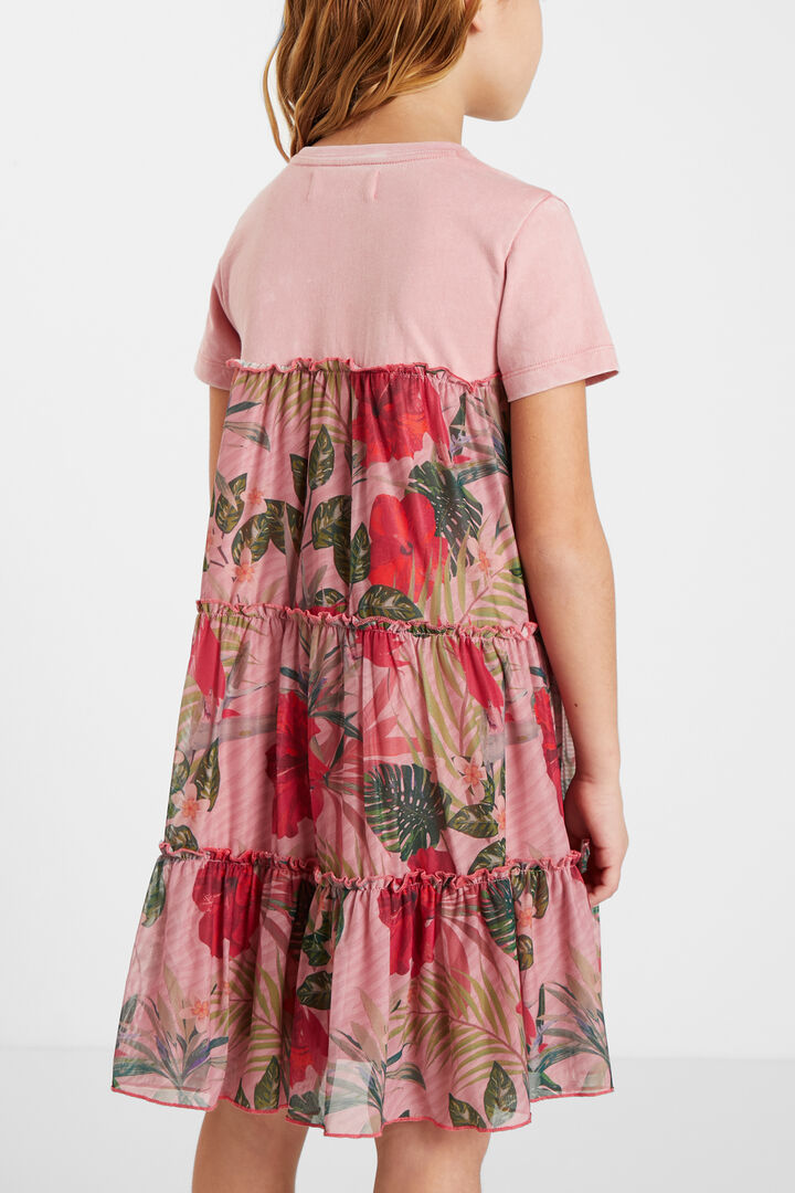 T-shirt dress flounces flowers | Desigual