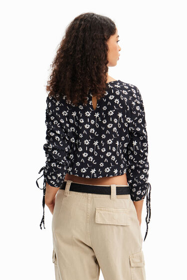Blusa corta fruncido flores | Desigual