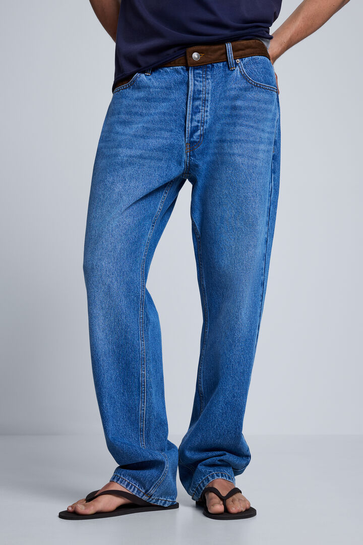 Combined denim trousers