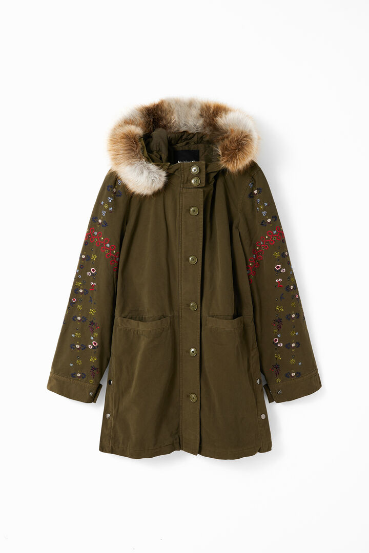 Embroidered hooded parka | Desigual