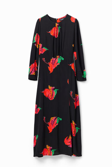 Robe longue ouverture fleurs | Desigual