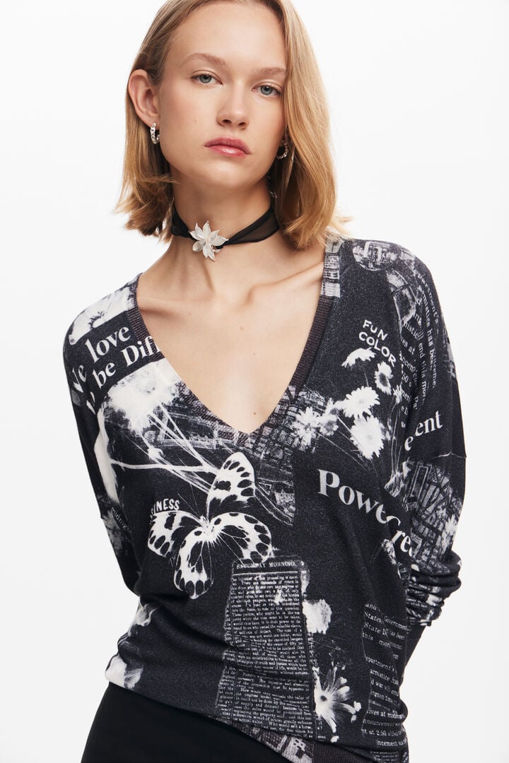 Newspaper print sweater | Desigual