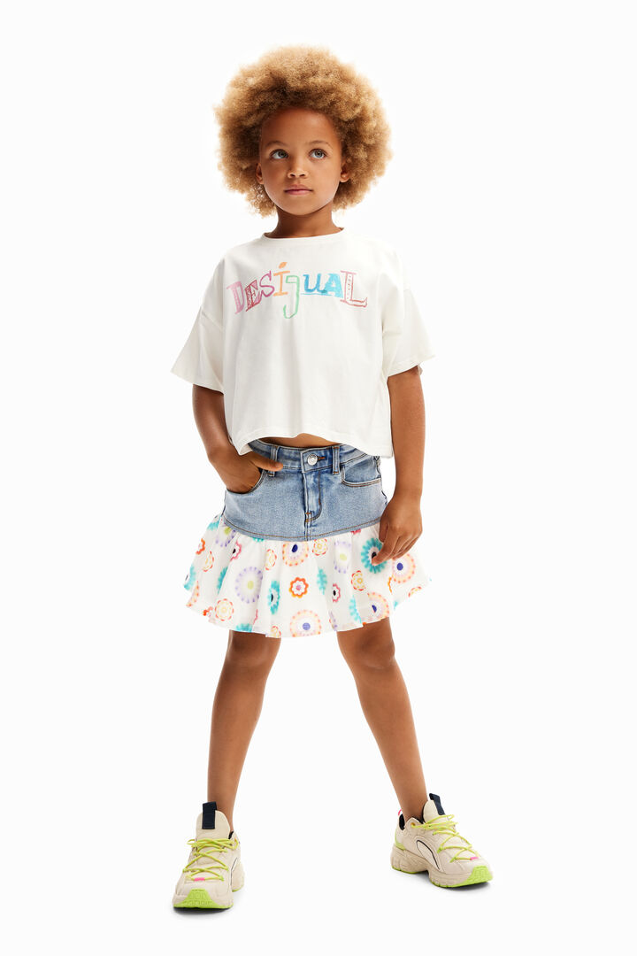 Geometric ruffle denim mini skirt | Desigual
