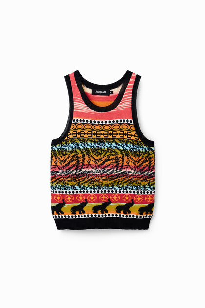 Knit borders T-shirt