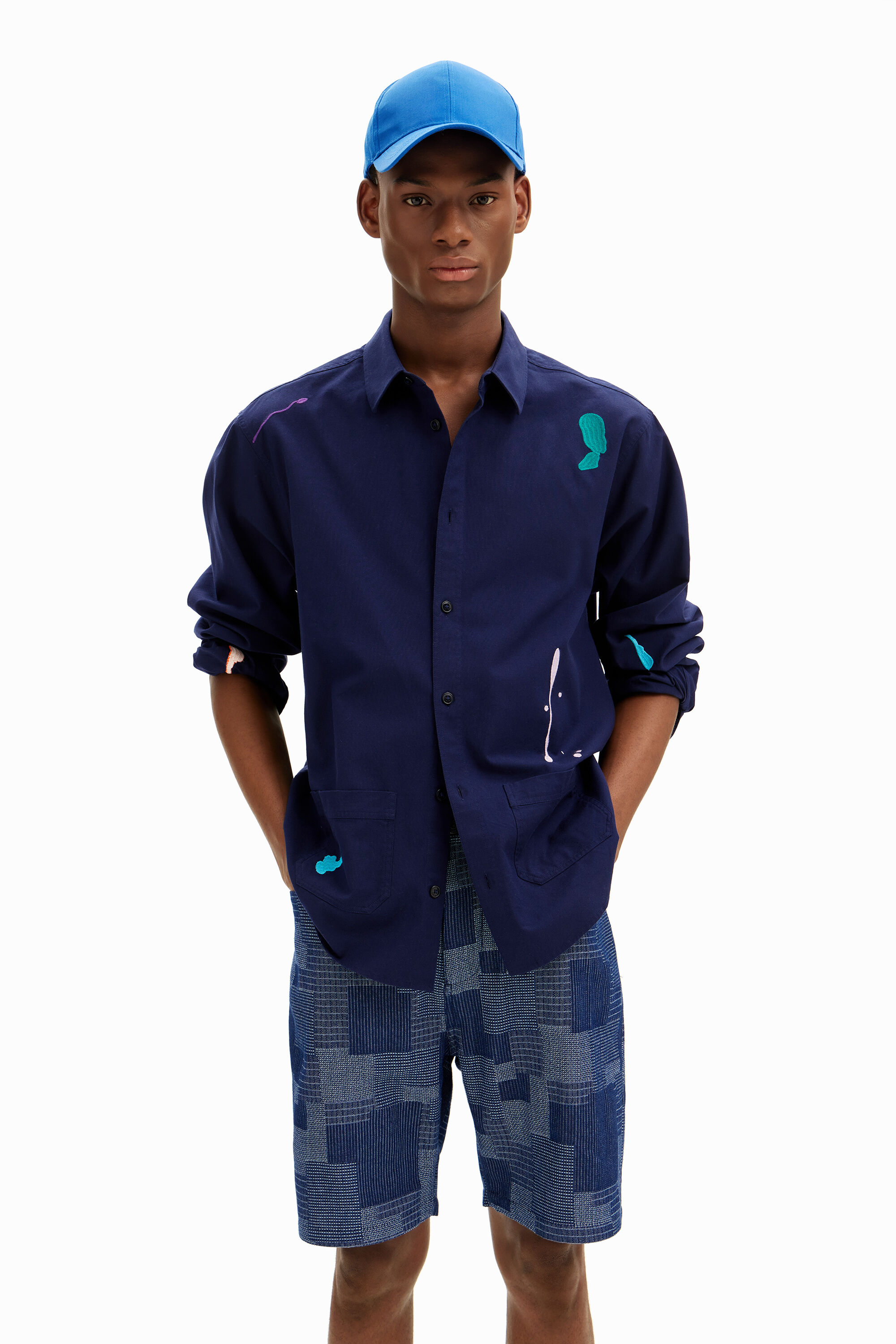 Chemise lin patchs pour homme I Desigual