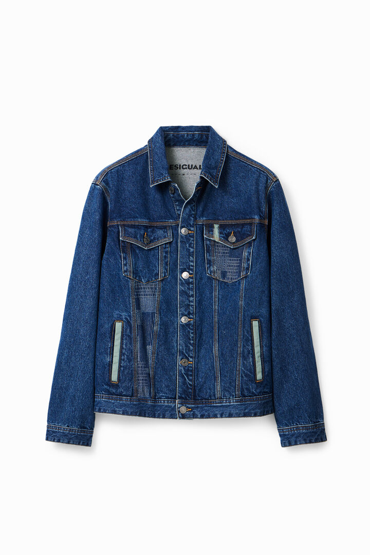 Patchwork denim trucker jacket