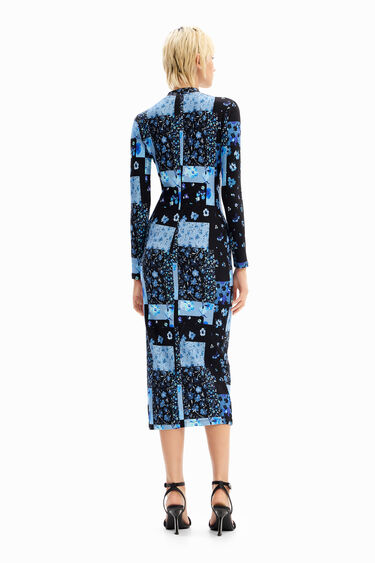 Robe midi tissu côtelé fleuri | Desigual