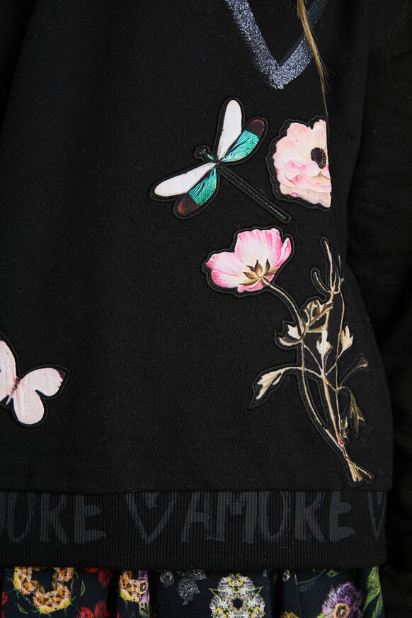 Fleece sweatshirt met bloemen | Desigual