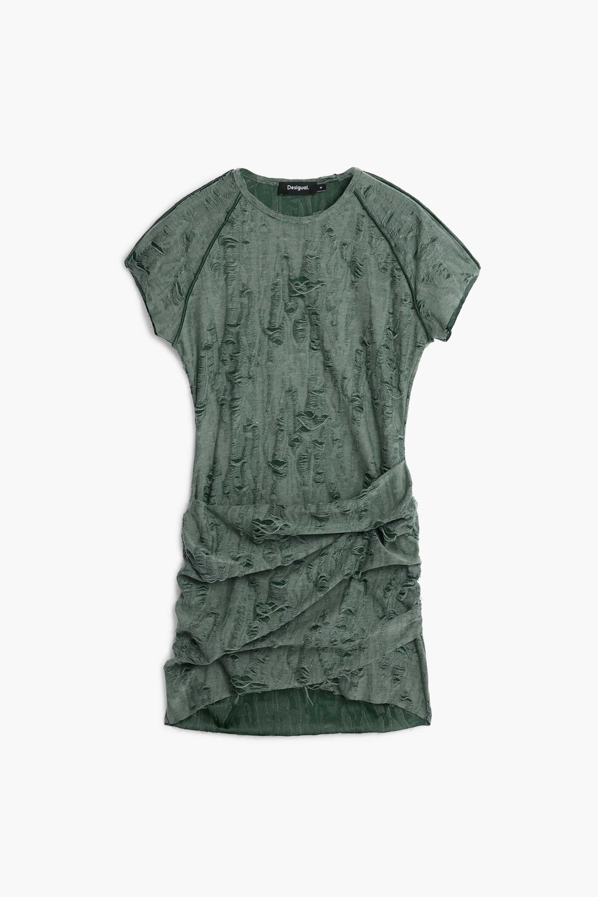 Vestido fruncido, Verde, L