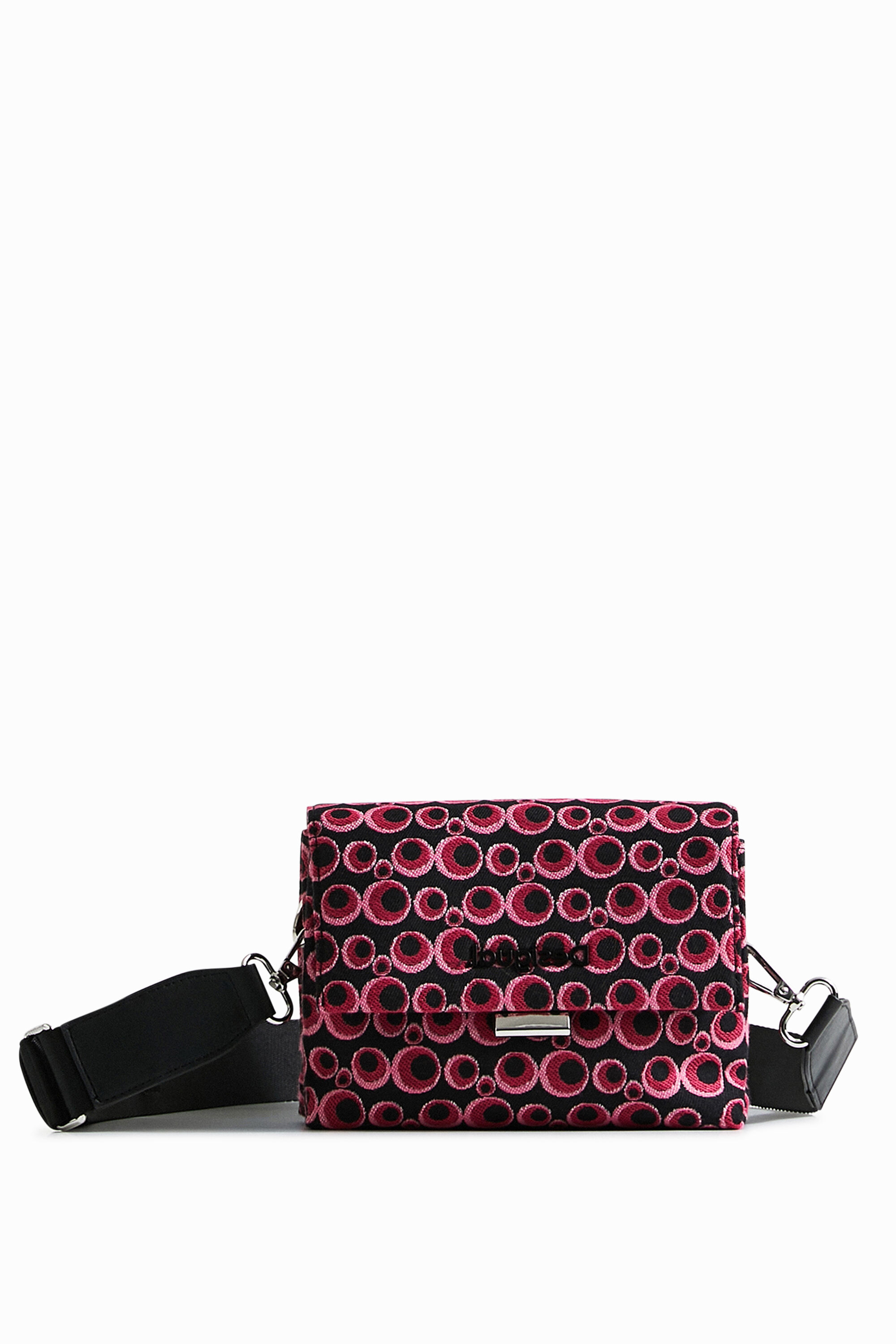 Desigual Kids' Circle Jacquard Sling Bag In Black