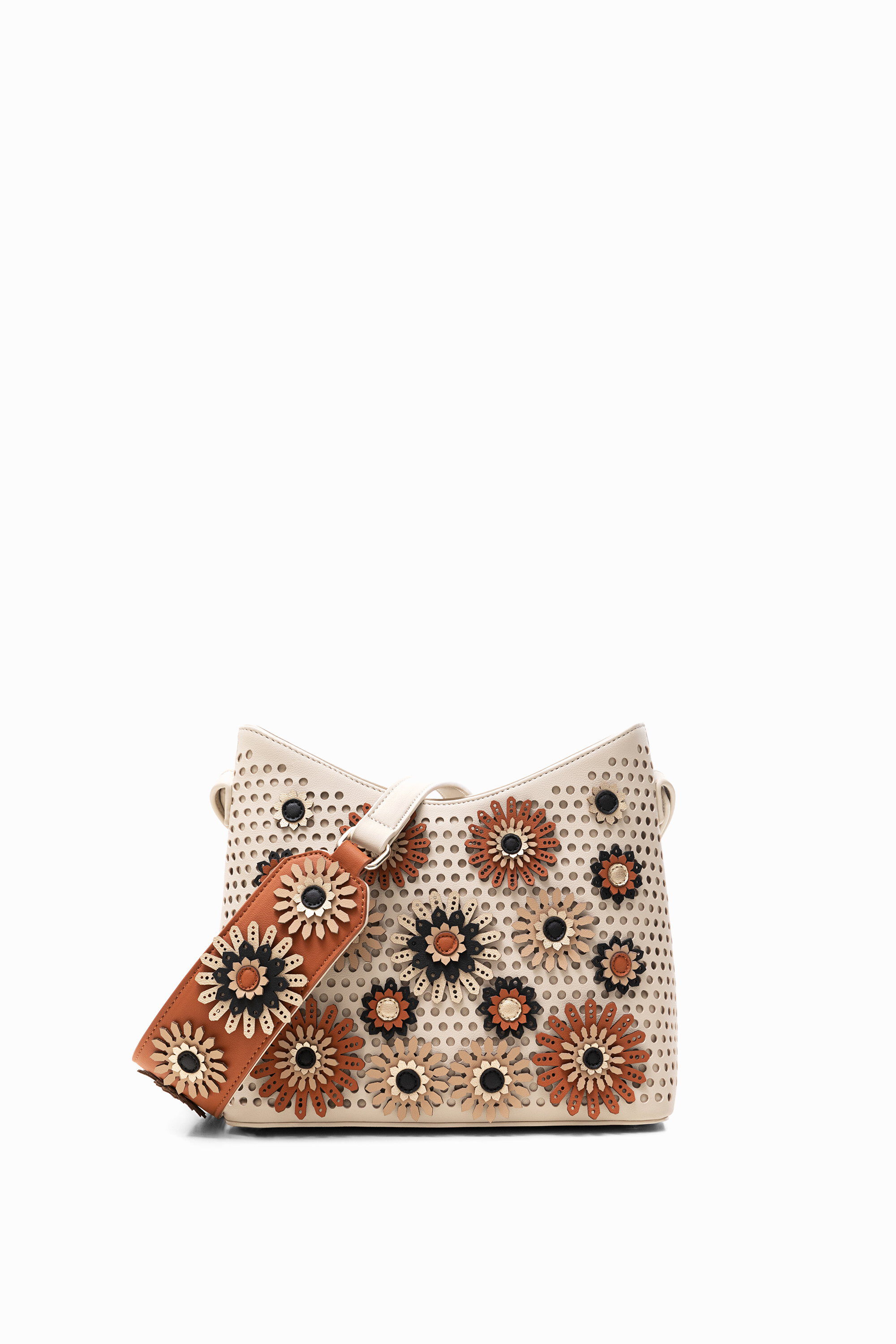 Bolso troquelado con flores - WHITE - U