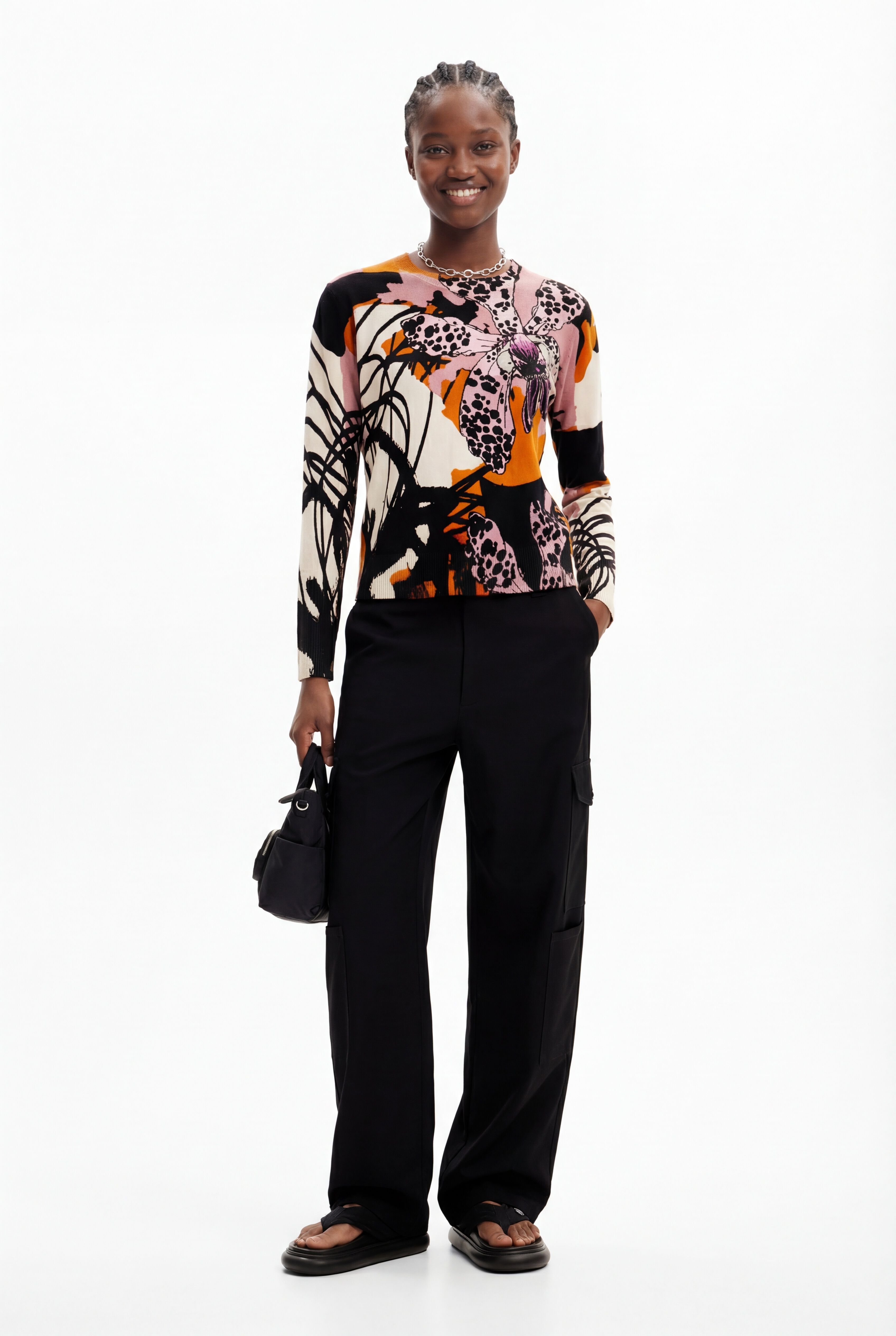 Desigual, Pullover Orchideen M. Christian Lacroix, Weiß, XS