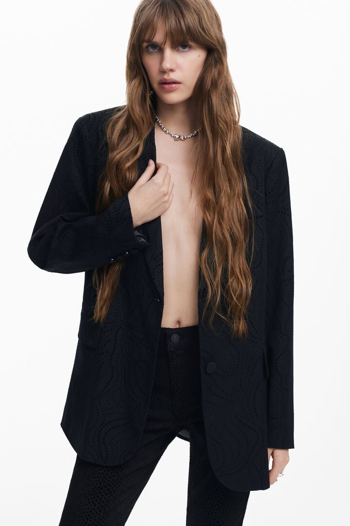 Blazer bordado flores | Desigual