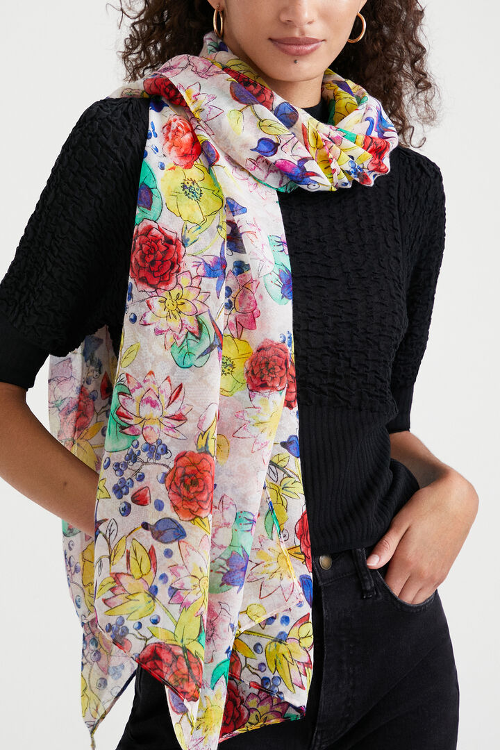 Foulard rectangulaire fleurs | Desigual