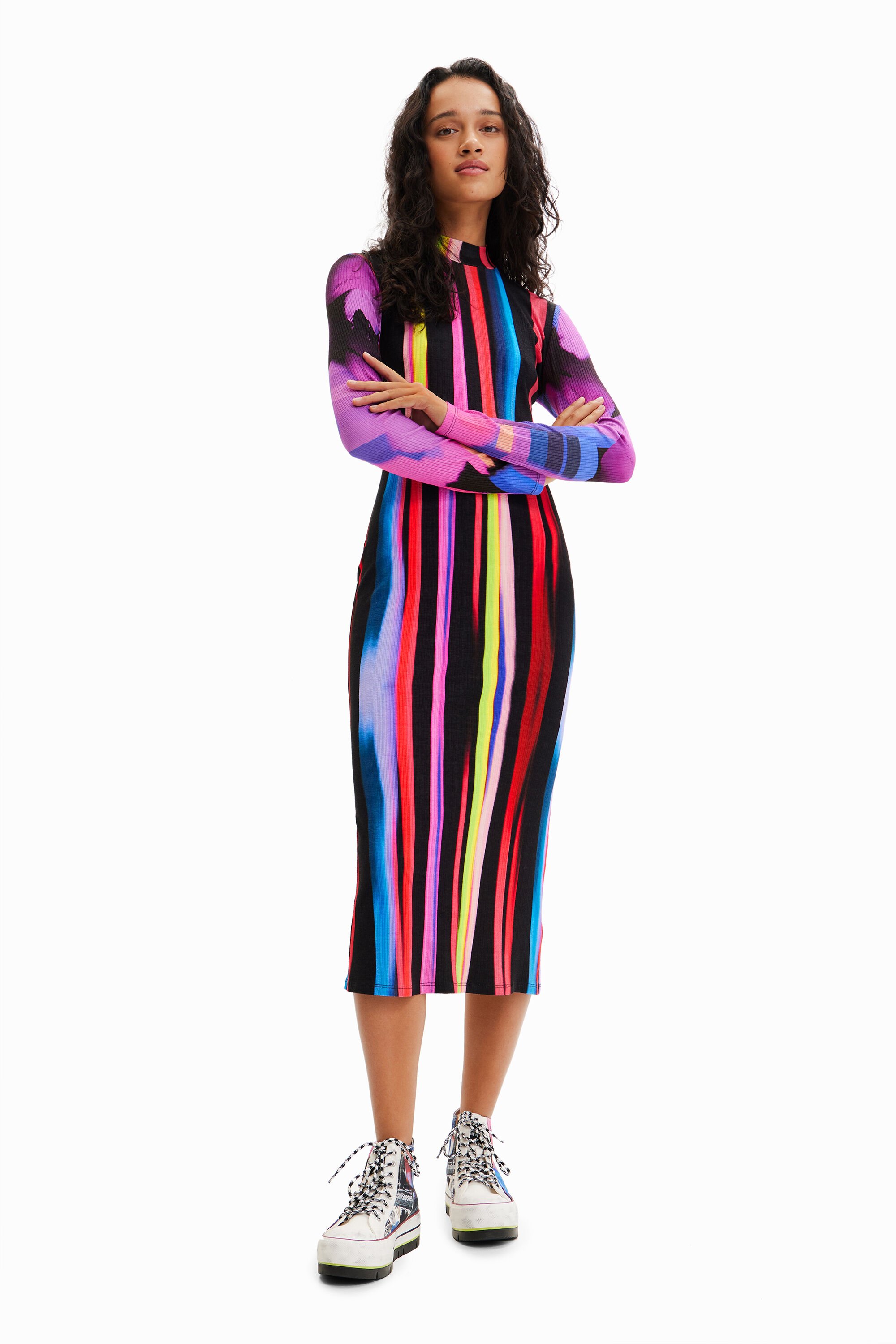 Vestido sales rayas desigual