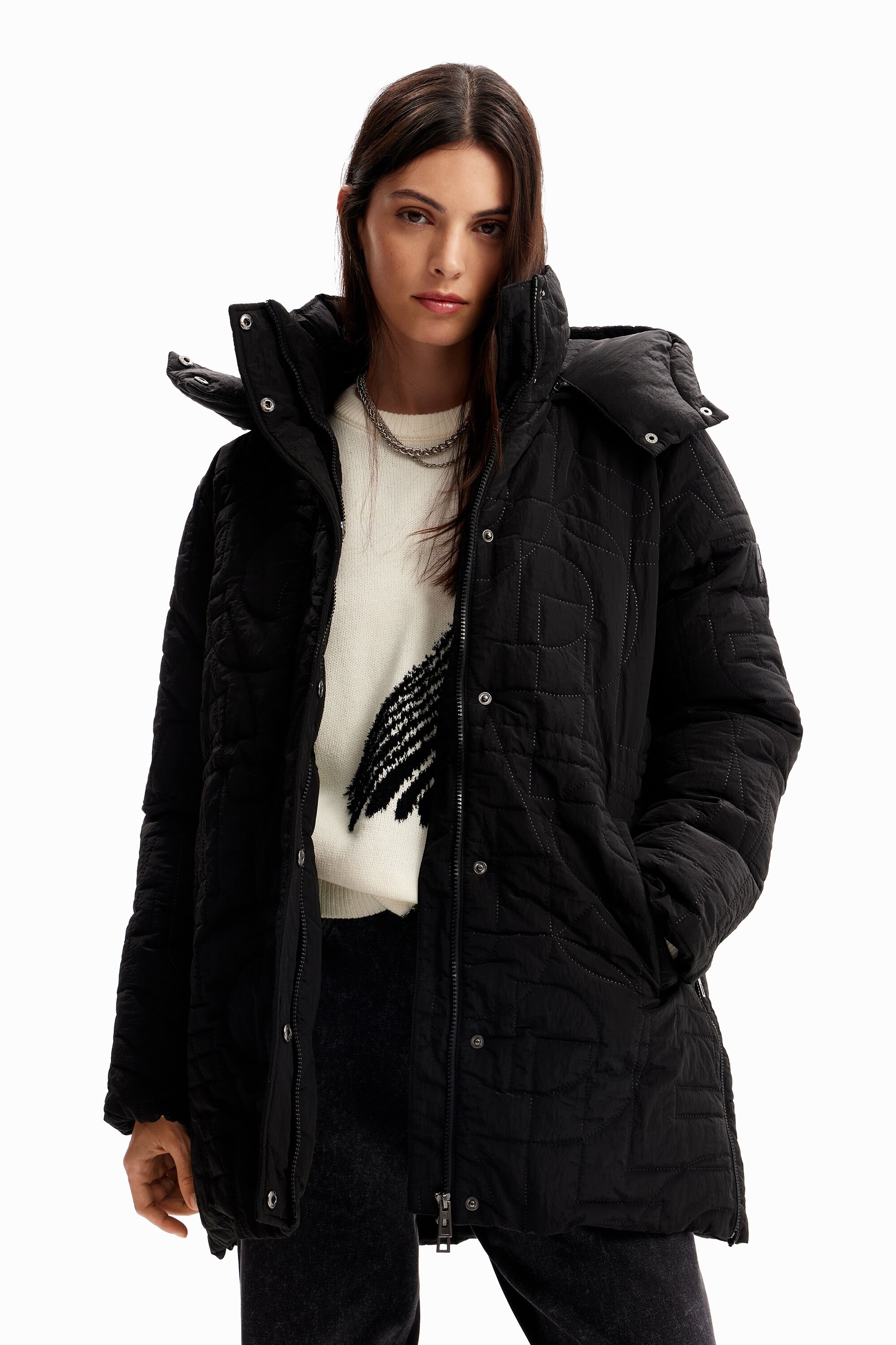 Desigual Padded zips coat