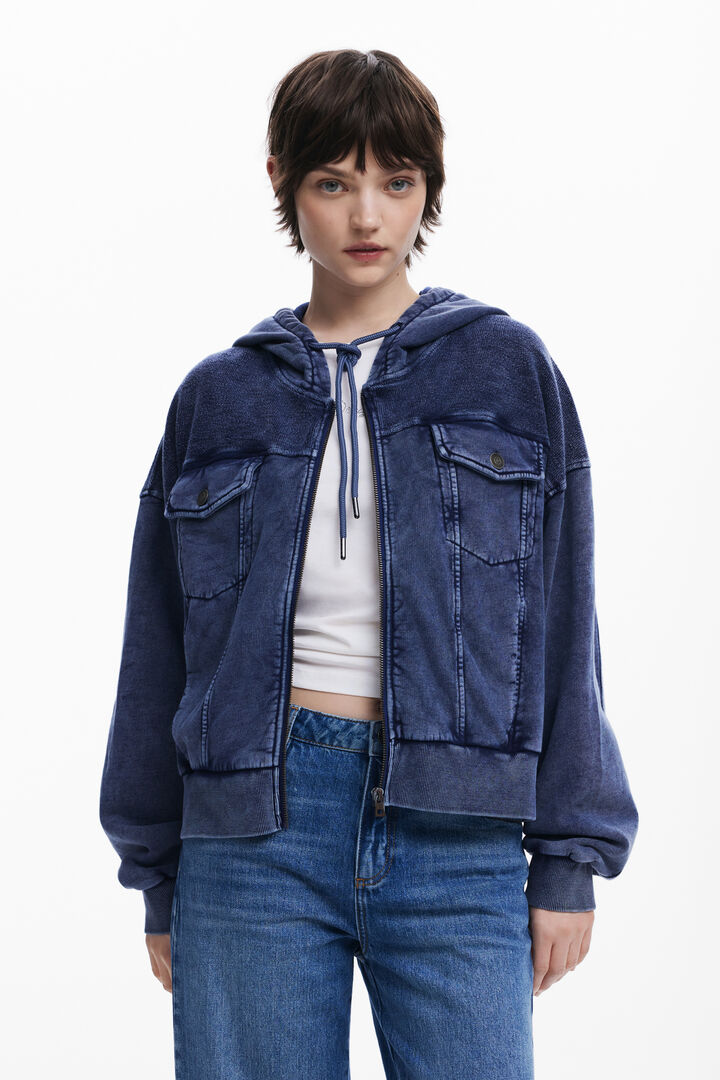 Denim print sweatshirt