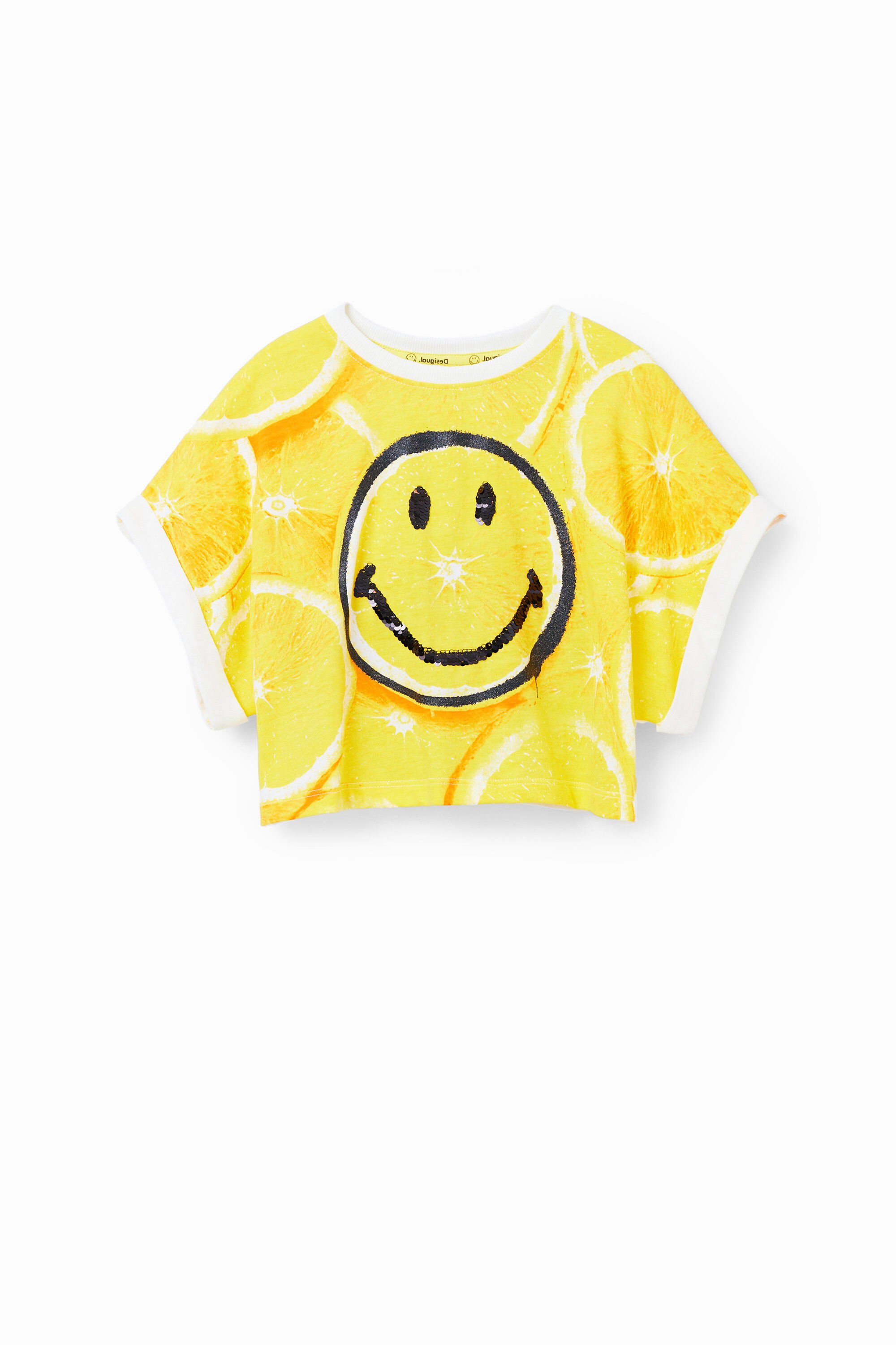 Desigual Smiley® lemon cropped T-shirt
