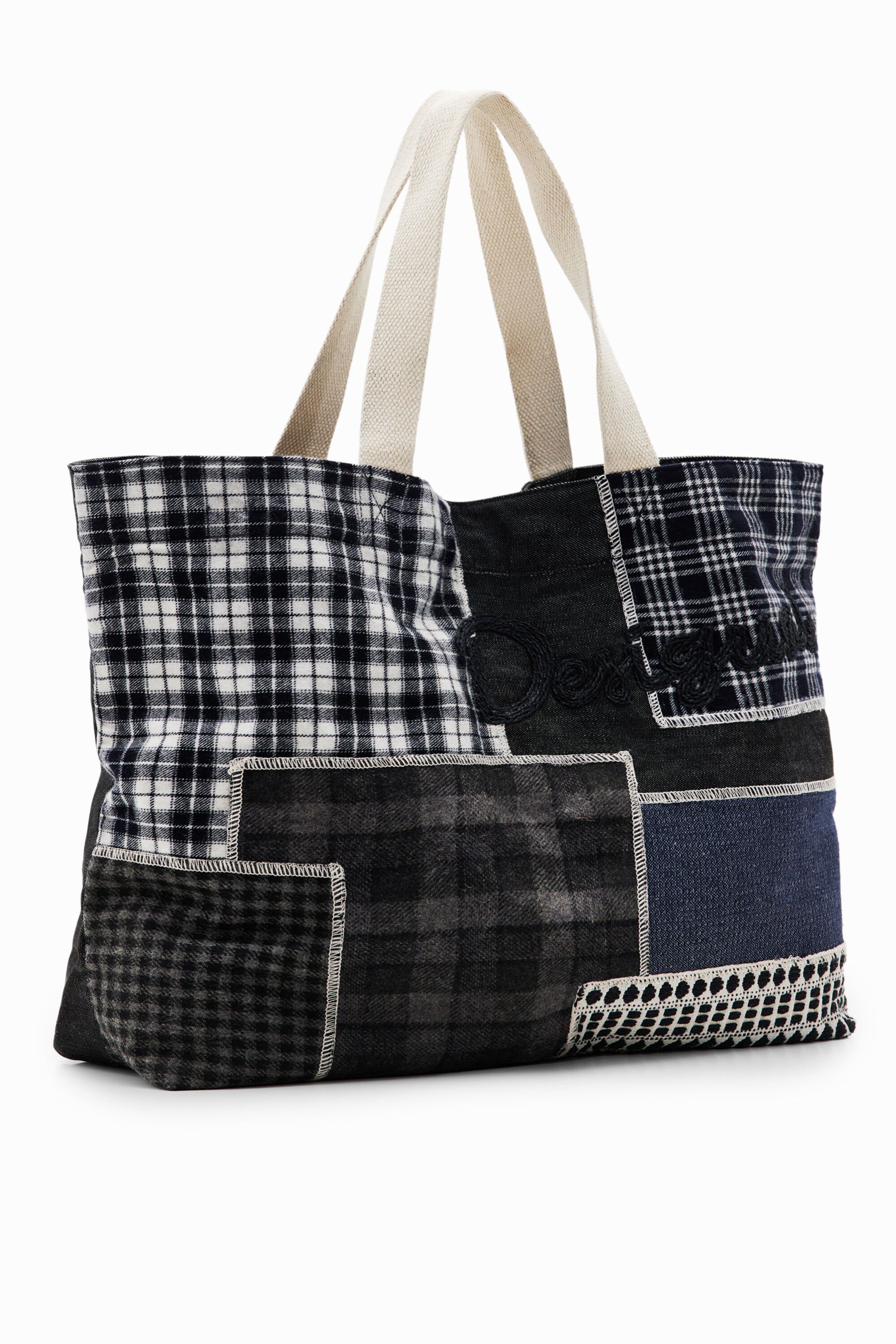 XL patchwork tote bag - BLACK - U