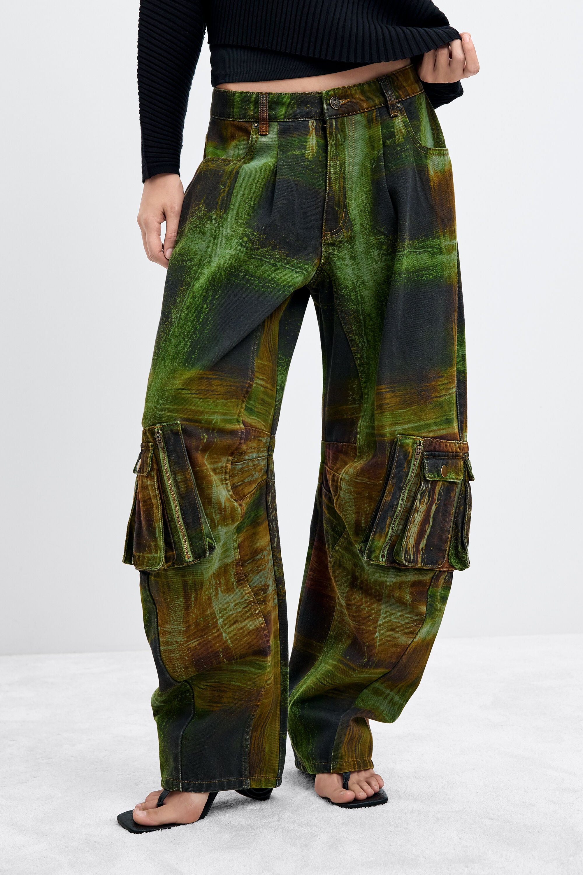 Pantalón Cargo 100% Algodón M. C. Lacroix, Mujer, Algodon, Verde,