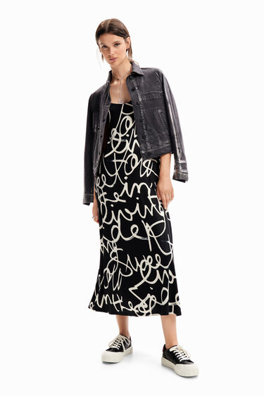 Vestit midi llencer missatges | Desigual