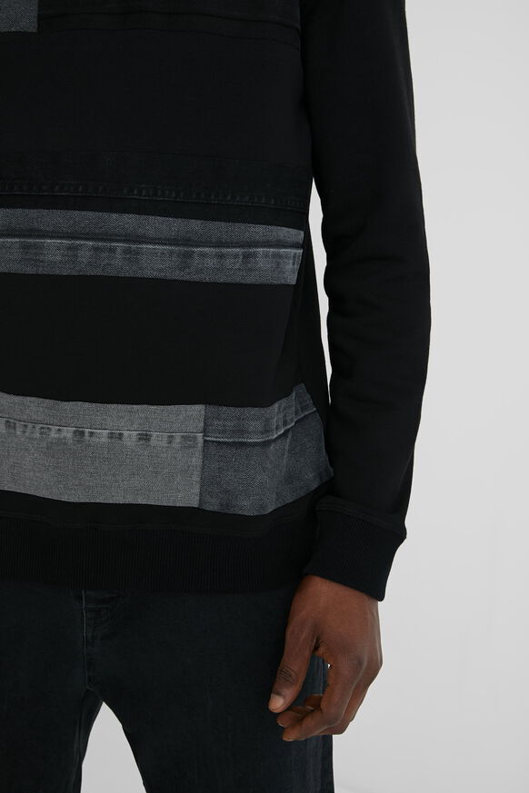 Fleece hoodie met denim patches | Desigual
