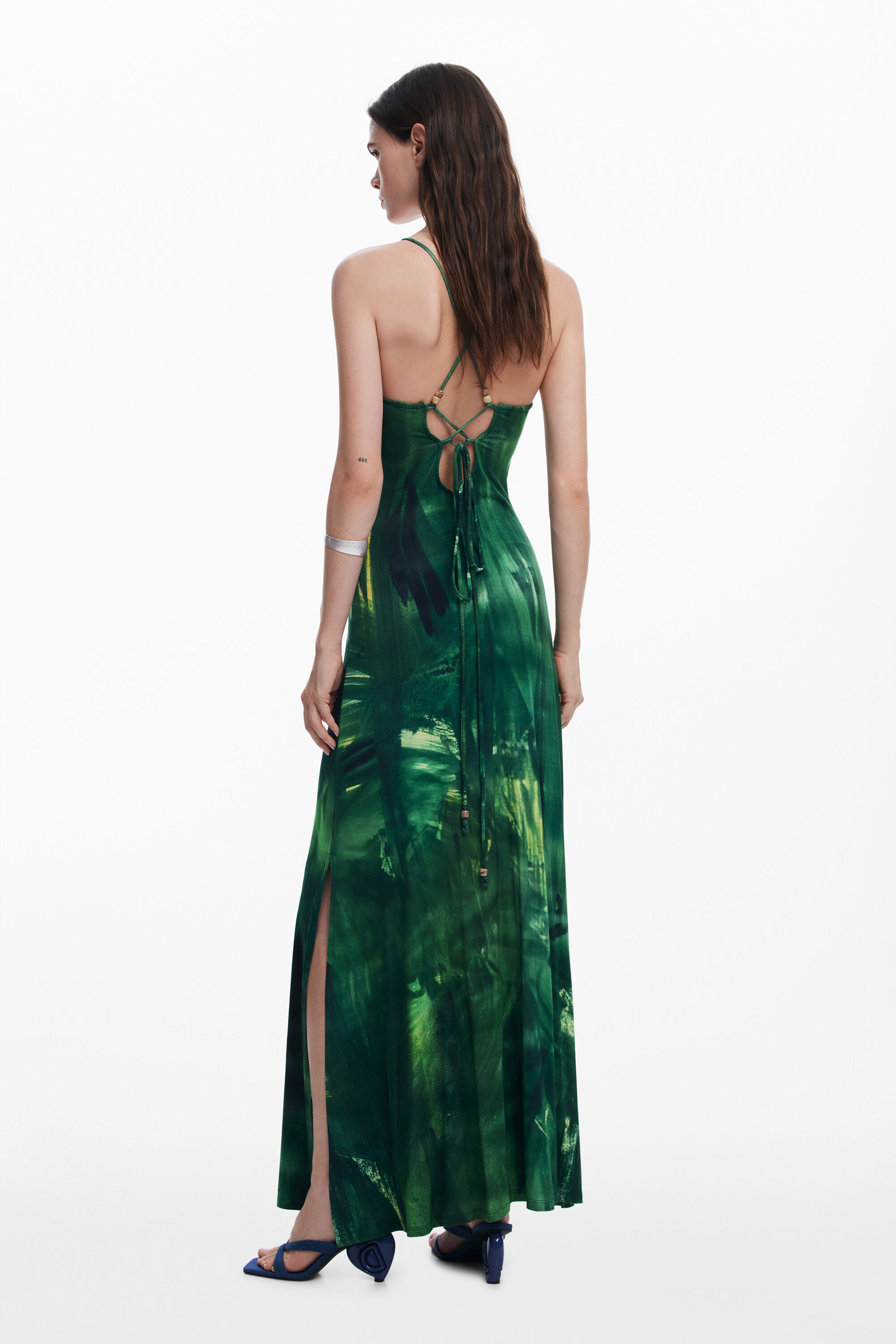Desigual Cut-out Maxi Dress In Green