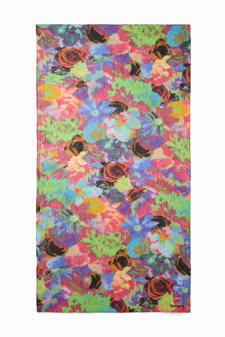 Foulard rectangular arrugado flores