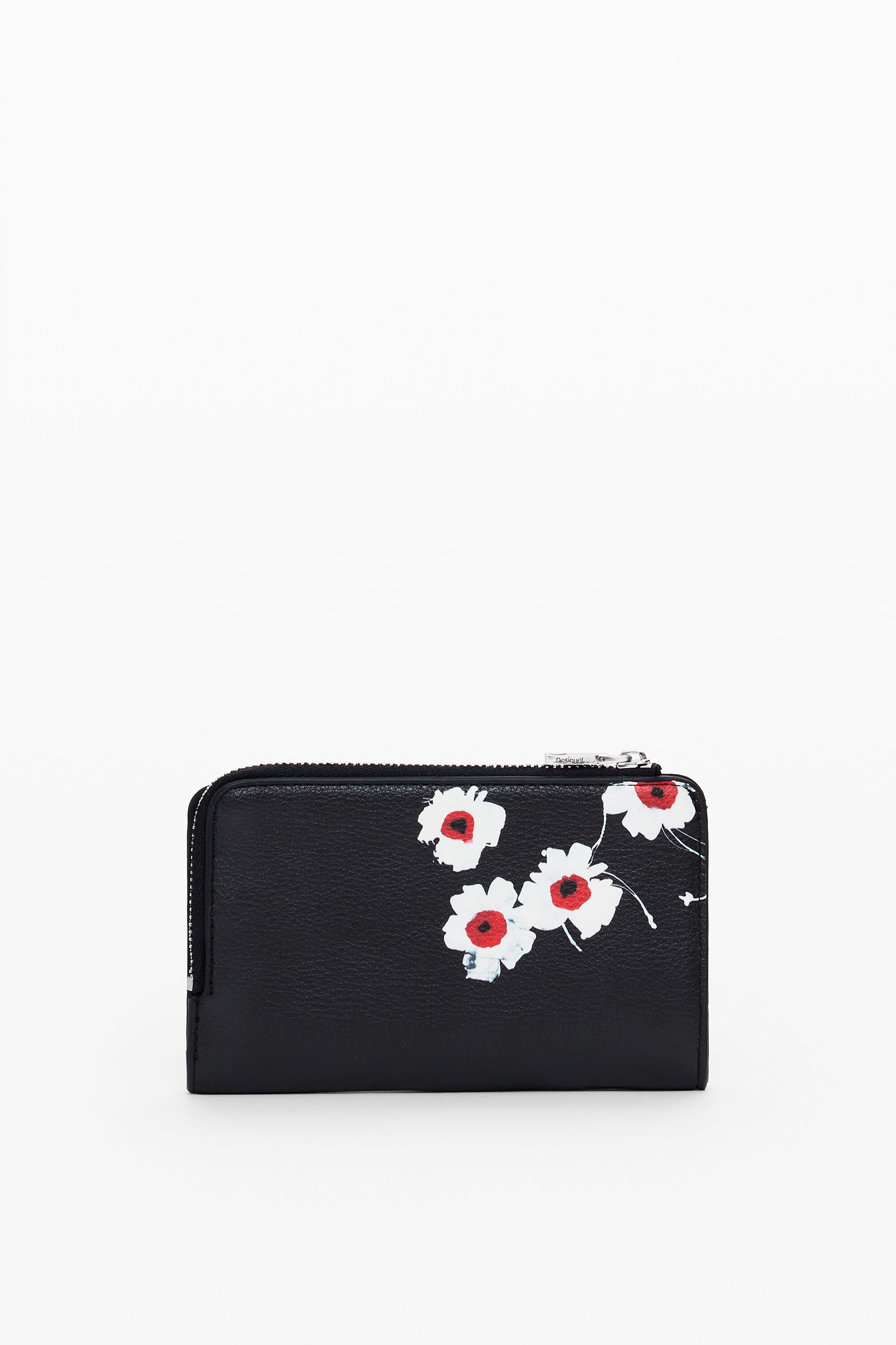 Desigual Medium Floral Faux Leather Wallet In Black