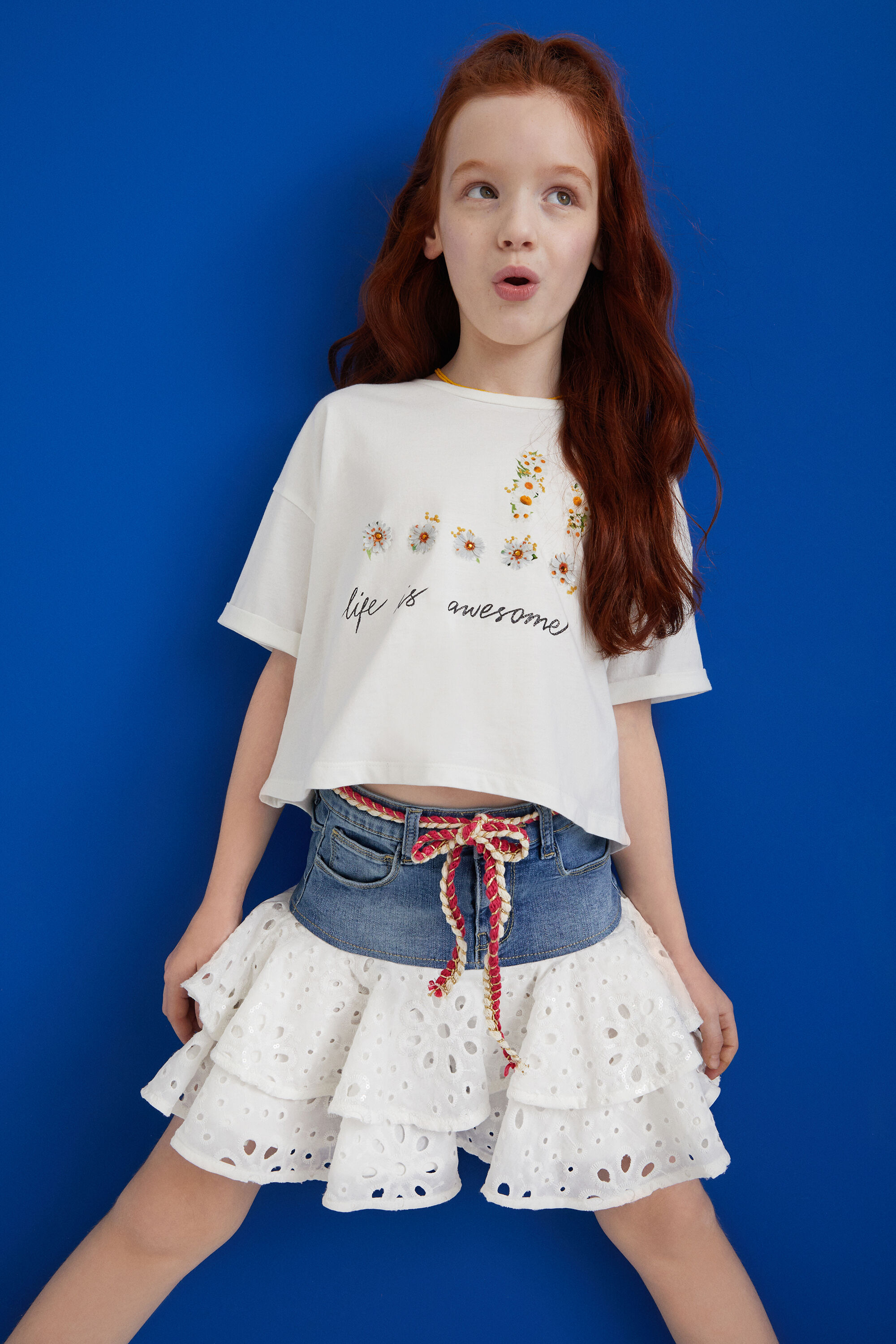 Camiseta cropped margaritas