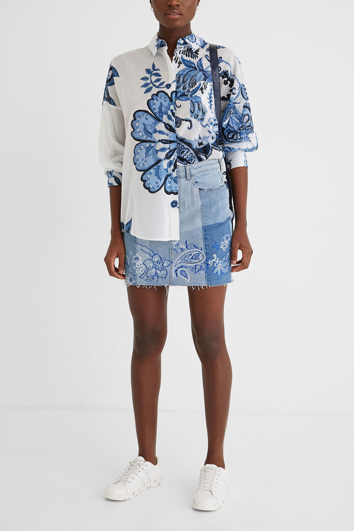 Falda corta vaquera paisley | Desigual