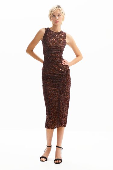 Vestido midi slim terciopelo | Desigual